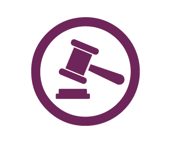 A purple gavel icon