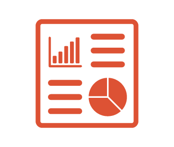 An orange report icon on a white background
