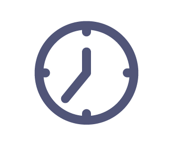A blue clock icon on a white background